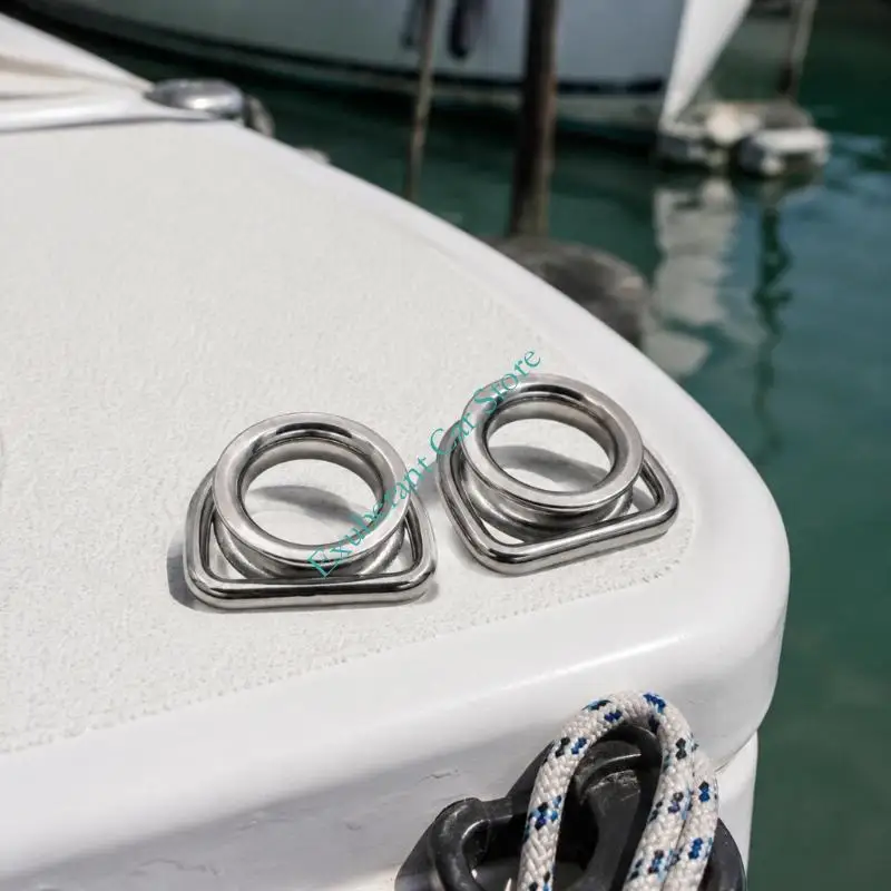 Stainless Steel Boats Shade Sail Corner D Rings Hardware 2 Piece Thimble Set for Patio Cover Attachment and Tension Mounting