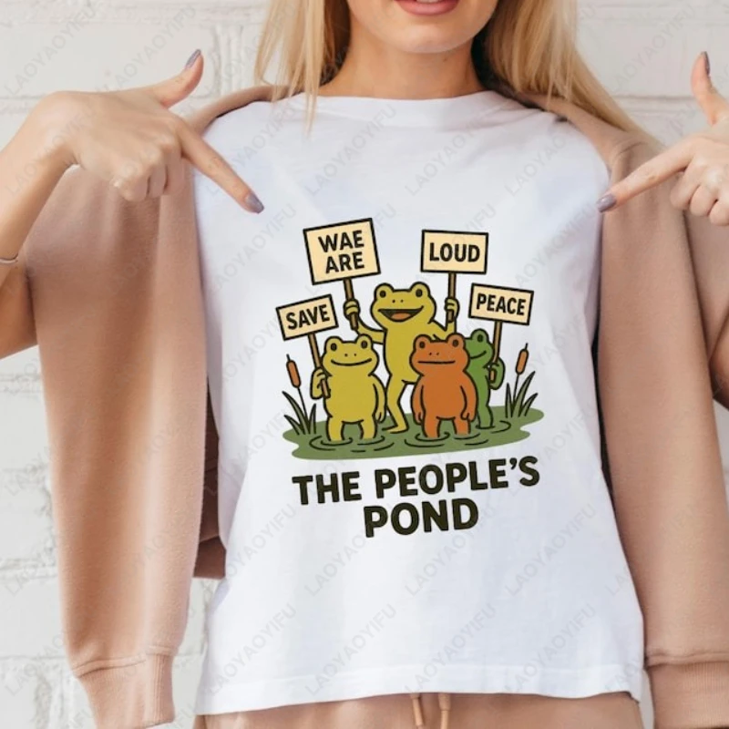Frog Protest Retro Political Activist Harajuku Tshirt Gift Men Women High Quality Cotton Tees Casual Summer Street Fashion Tops