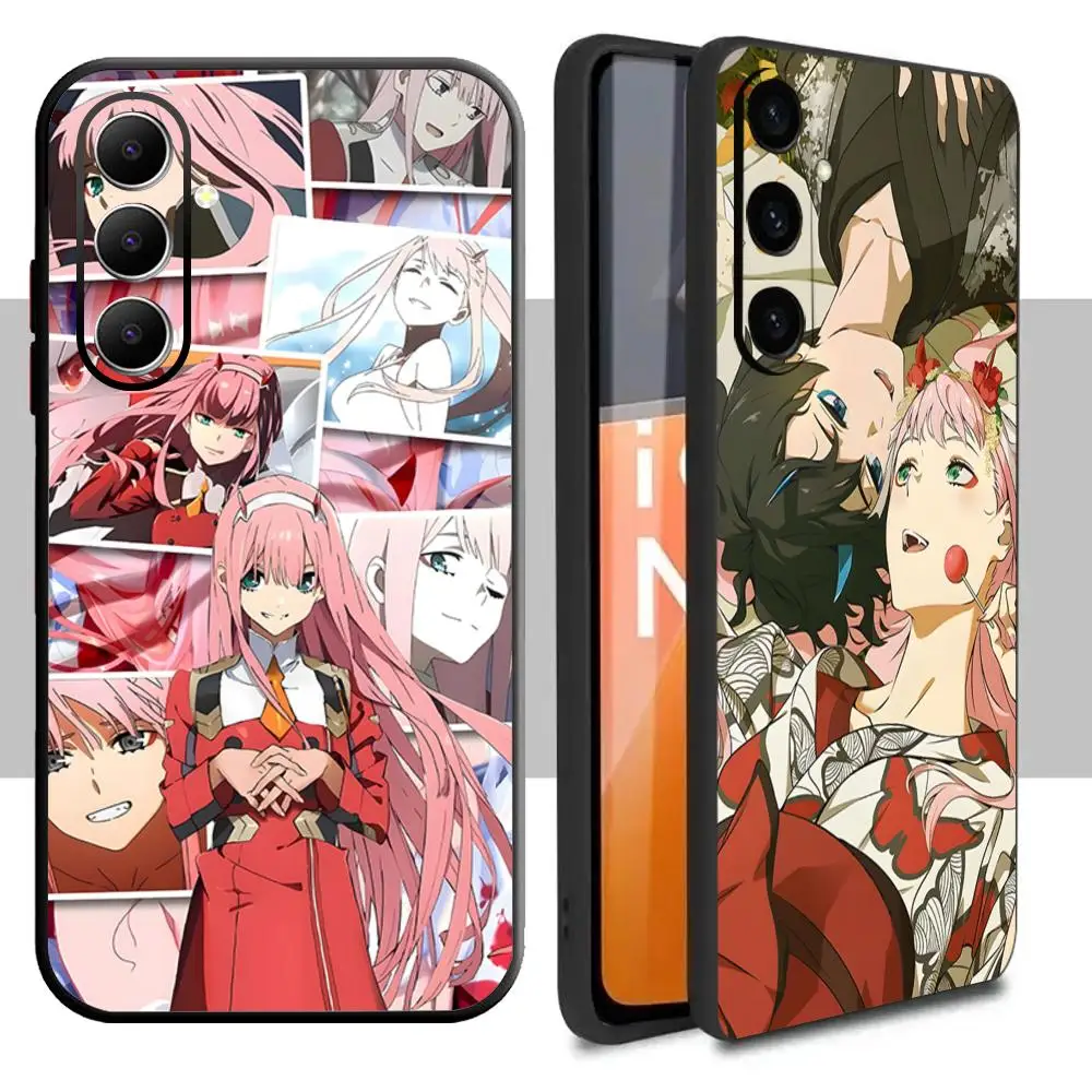 Cute Zero Two Anime Phone Case For Samsung Galaxy A16 A56 A36 A26 A06 A55 A54 A15 A35 A25 Soft Black