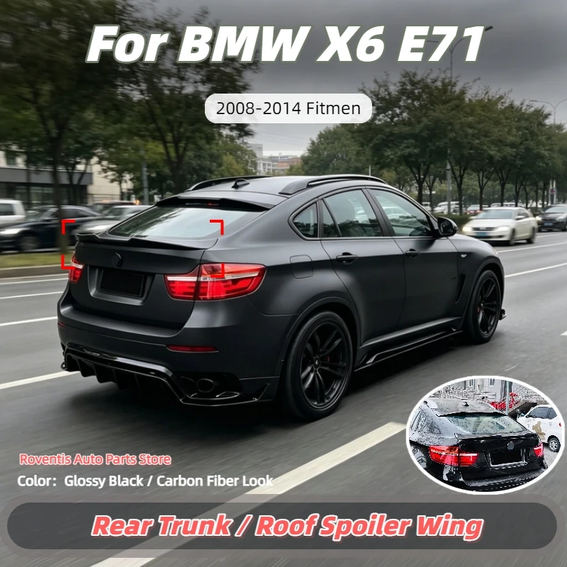 Für BMW X6 E71 2008 2009 2010 2011 2012 2013 2014 Heckklappen-Dachspoiler Flügel Kofferraumdeckel Hecklippe Oberer Heckfenster-Spoiler-Kit