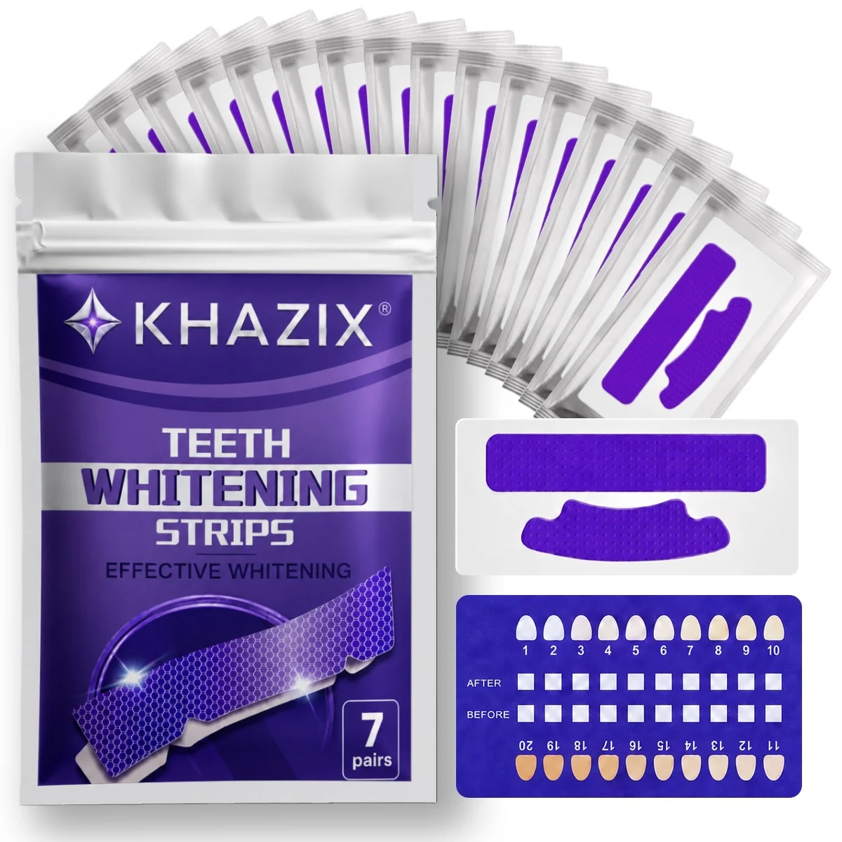 1/7 pairs Teeth Whitening Strips for Whiter-Looking Smile, Flexible Tooth Strips Easy to Apply for Daily Cosmetic Care