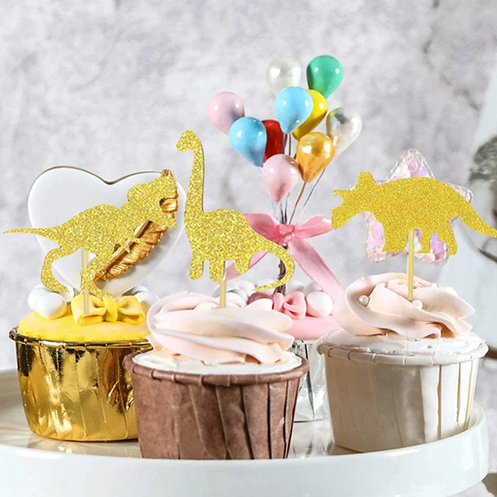 

16Pcs Dinosaur-Designed Cake Plug-in Cake Decoration Birthday Party Dessert Picks Insert Cards Party Supplies Dessert Picks