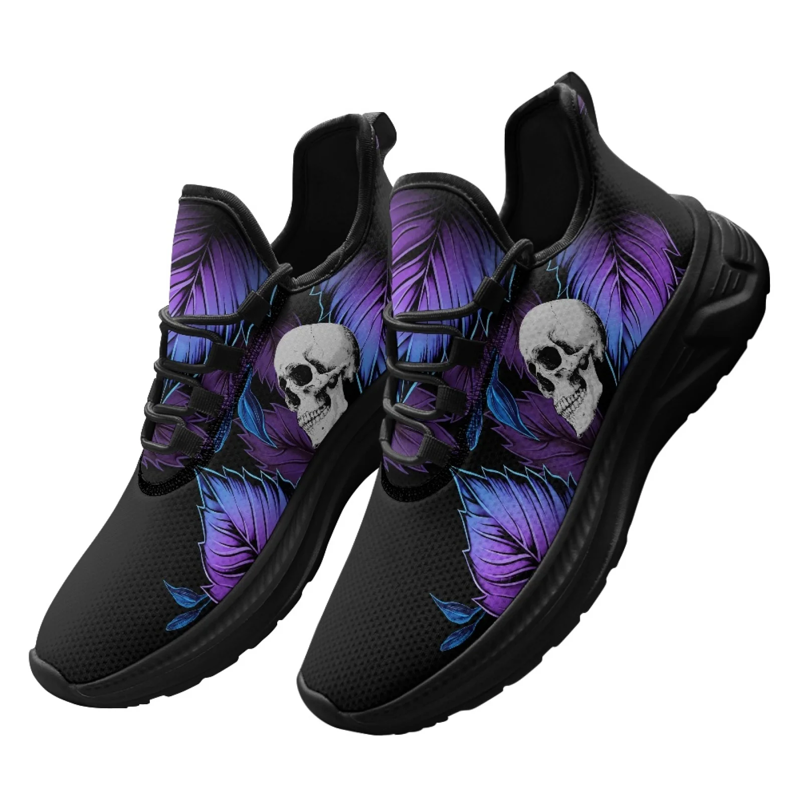 PENSTROLL Mesh & EVA Lightweight Casual Walking Shoes Summer Sneakers for Men Athletic Purple Skull Leaf