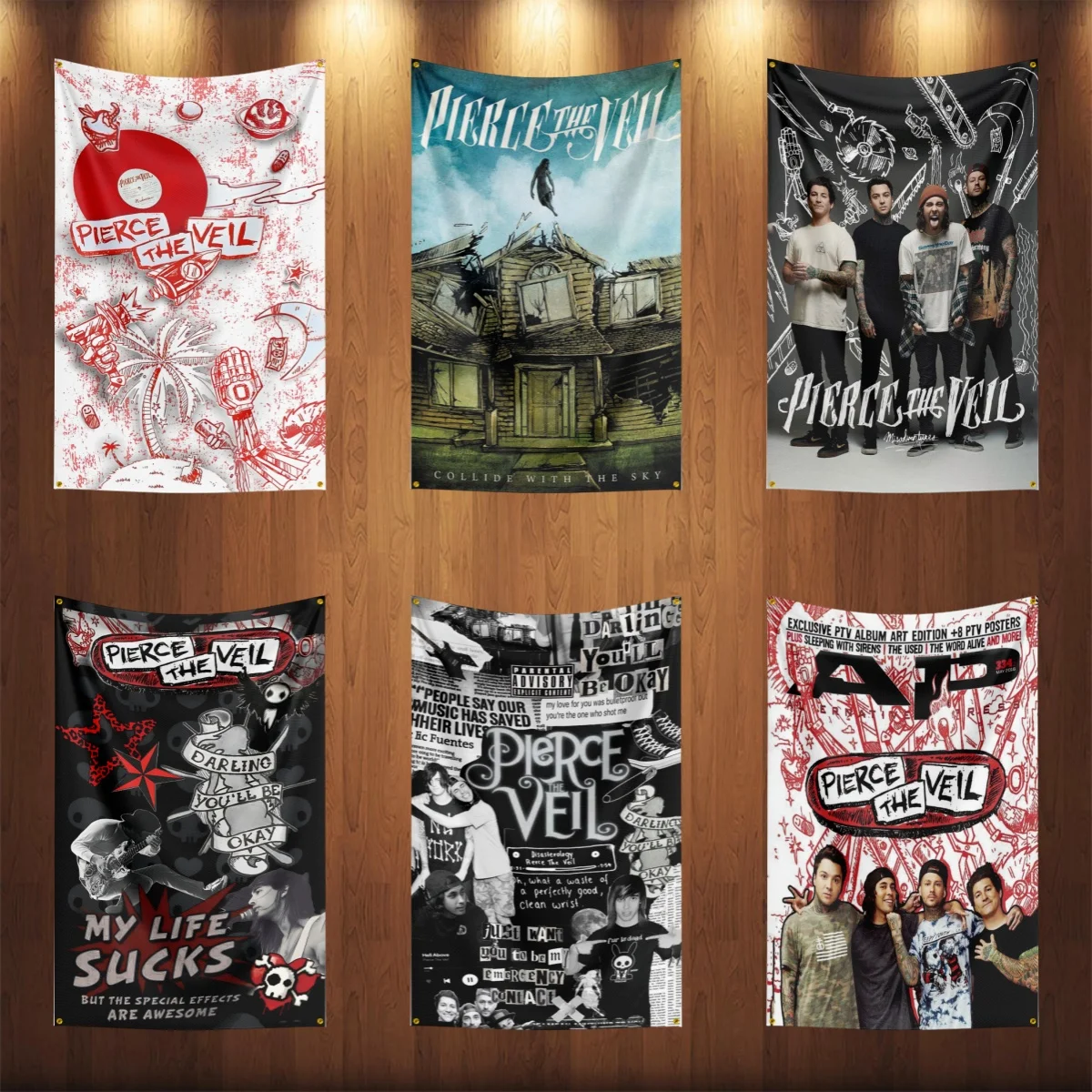

3x5 Ft Heavy Rock Band P-Pierce-the-veils Flag Polyester Digital Printing Banner for Bedroom Wall Art Out Door Tapestry Decora