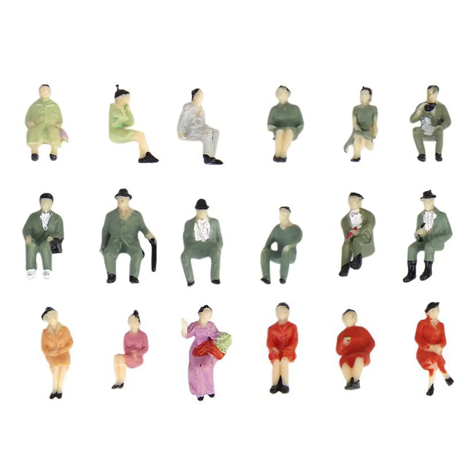 50Pcs 1:87 Scale Painted Figures People Figurines for Model Train Sand Table