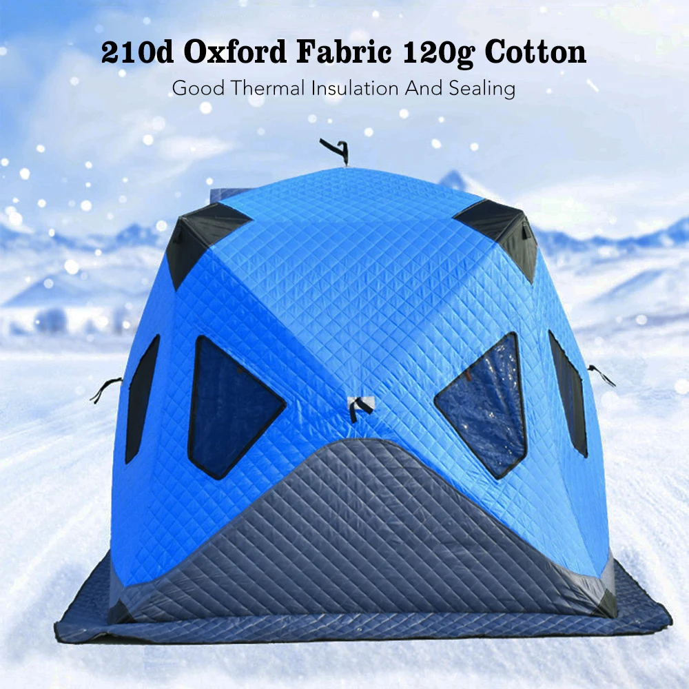 Winter Fishing Tent Upgrade 3-4 Person Outdoor Camping Shelter Portable and Lightweight Angler Tent Waterproof and Warm