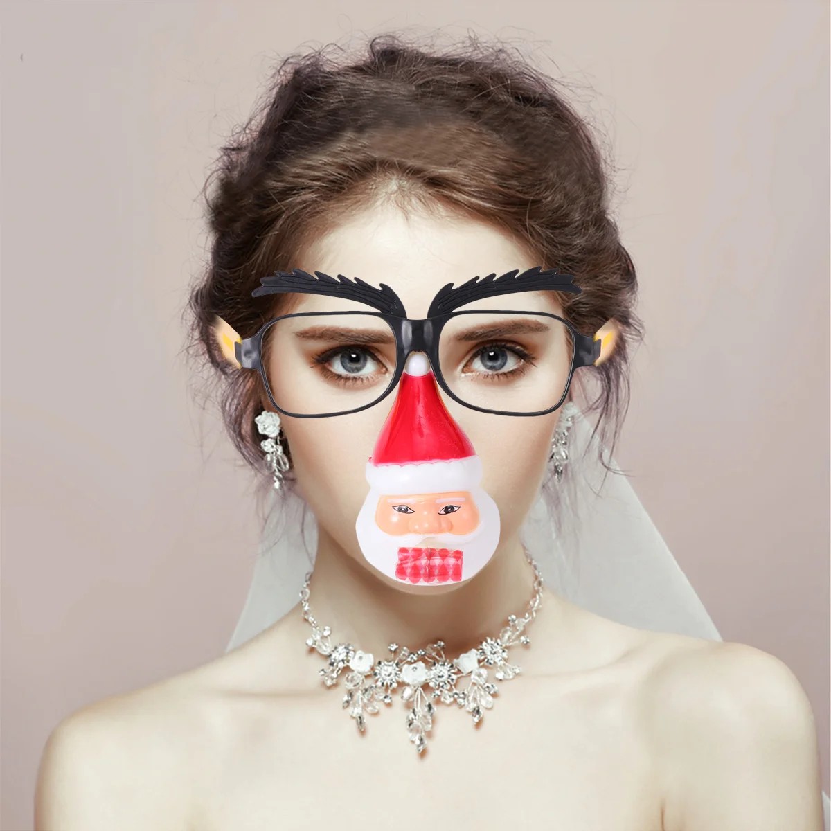 6 個のクリスマス眼鏡クリスマスパーティーの記念品楽しいメガネ子供用フォトブース小道具ノベルティコスチュームアクセサリーかわいいブローおもちゃ