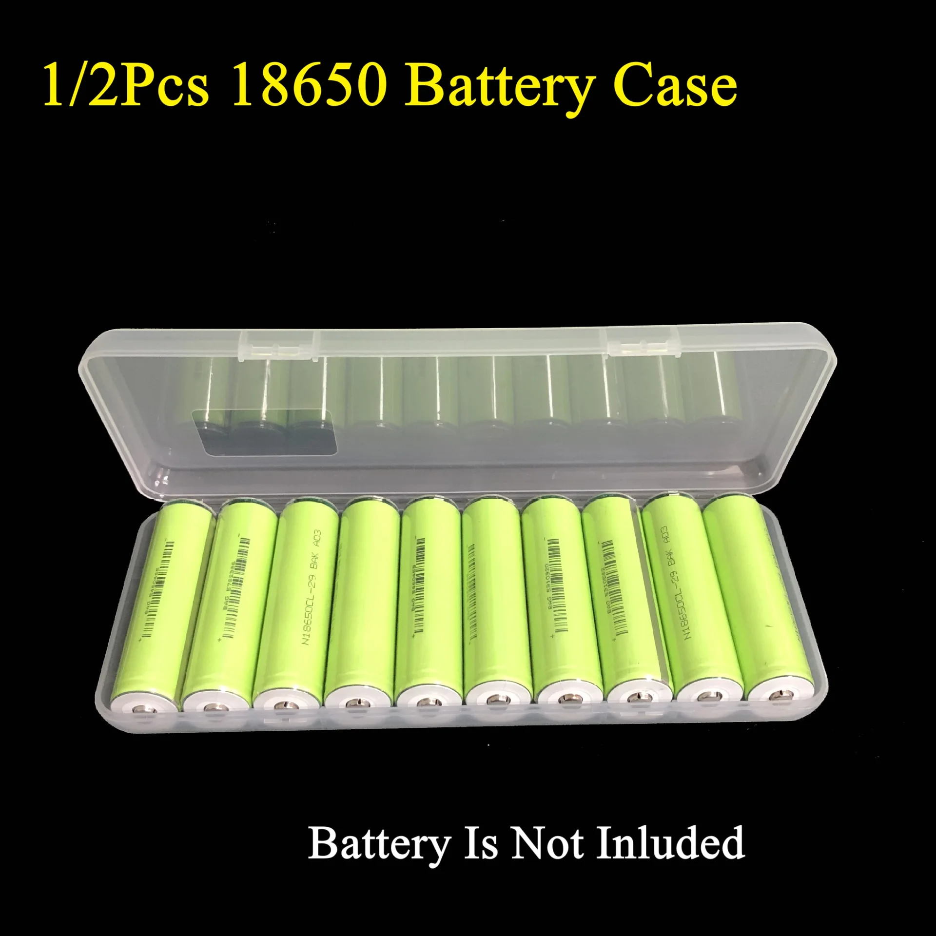 1/2Pcs 18650 Battery Storage Case Box Organizer 10 Capacity Transparent Battery Storage Box Case Organizer for 18650 Battery