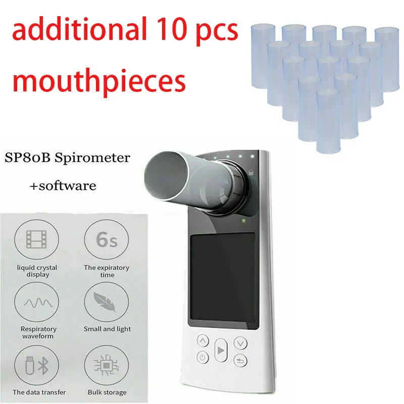 CONTEC Digital Bluetooth Spirometer SP80B SP70B SP10  Lung breath Diagnostic Vitalograph Spirometer comes with 10 mouthpiece