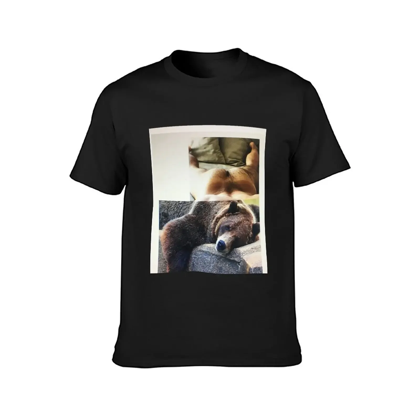 RELAXING BEAR - repurposed, up-cycled photo collage T-Shirt new edition heavyweights Blouse Men's t-shirt