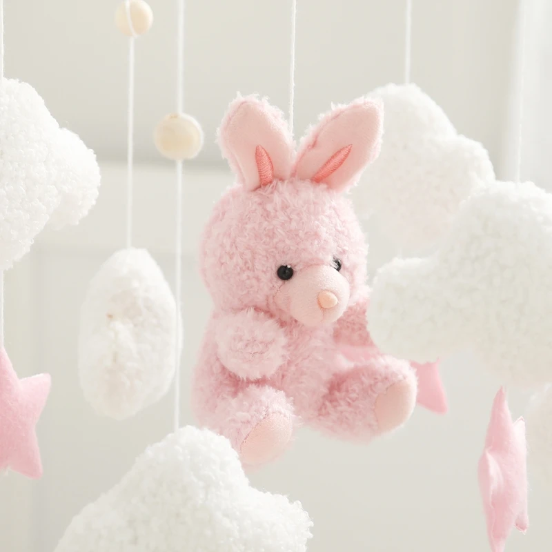 Baby Krippe Mobile Rassel Spielzeug Für 0-12 Monate Cartoon Filz Wald Tier Bett Glocke Hängen Holz Halterung Mobile newbaby Rassel Spielzeug – Detail 17
