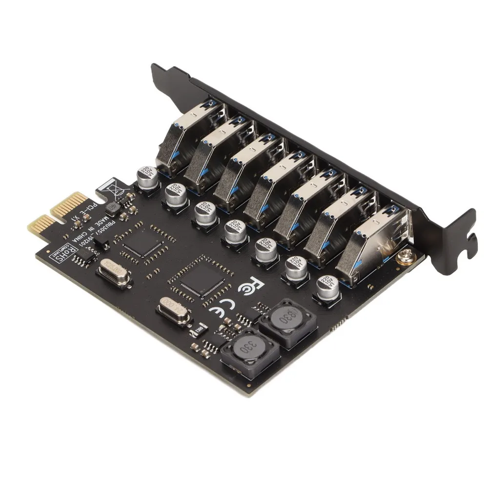 7 Ports PCIe to USB Adapter Card 5Gbps Speed Fast Transmission PCIe USB Hub USB Module Expansion Card Data Transfer