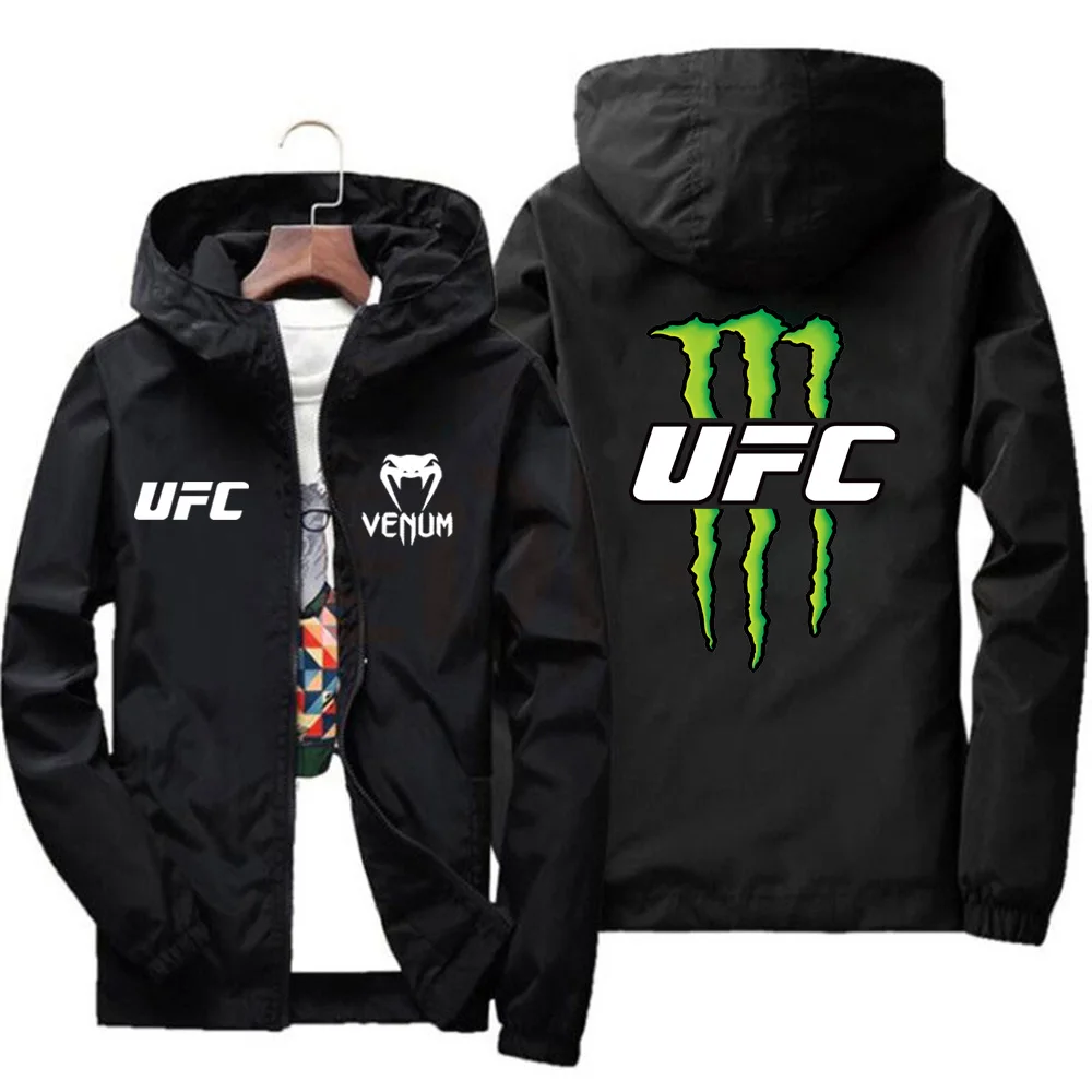 

UFC Fighting Logo 2025 Breathable Fashion Fitness Zipper Jacket Casual High Quality Hooded Baseball Jacket Outdoor Sports Jacket