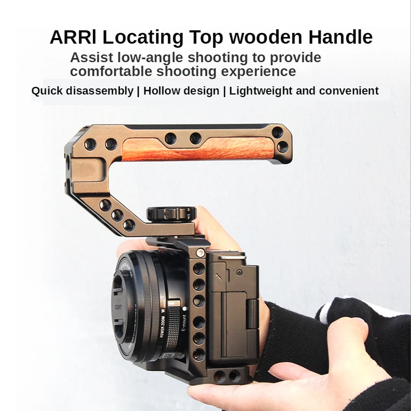 M-REMOTE NATO ARRl Locating Top Wooden Handle  For Sony Canon Nikon Camera Cage with Cold Shoe for Microphone LED Light Monitor