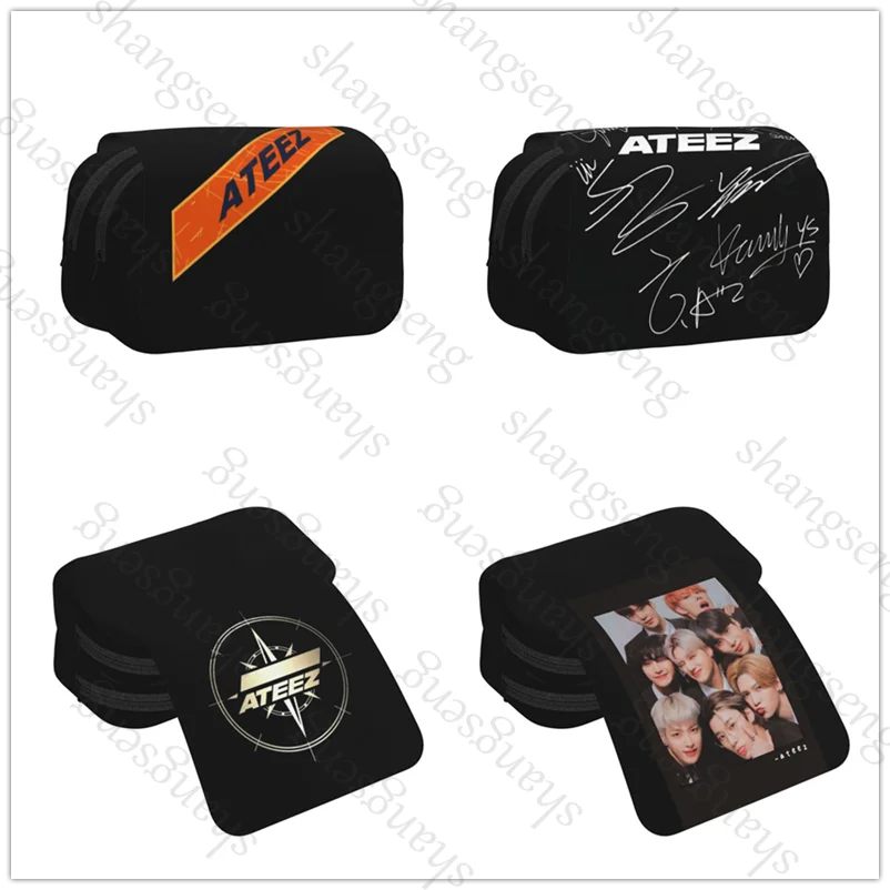 

Double Layer Flip Pencil Bag School Supplies Children's Pencil Box Storage Cosmetic Bag Gift Korean Kpop ATEEZ