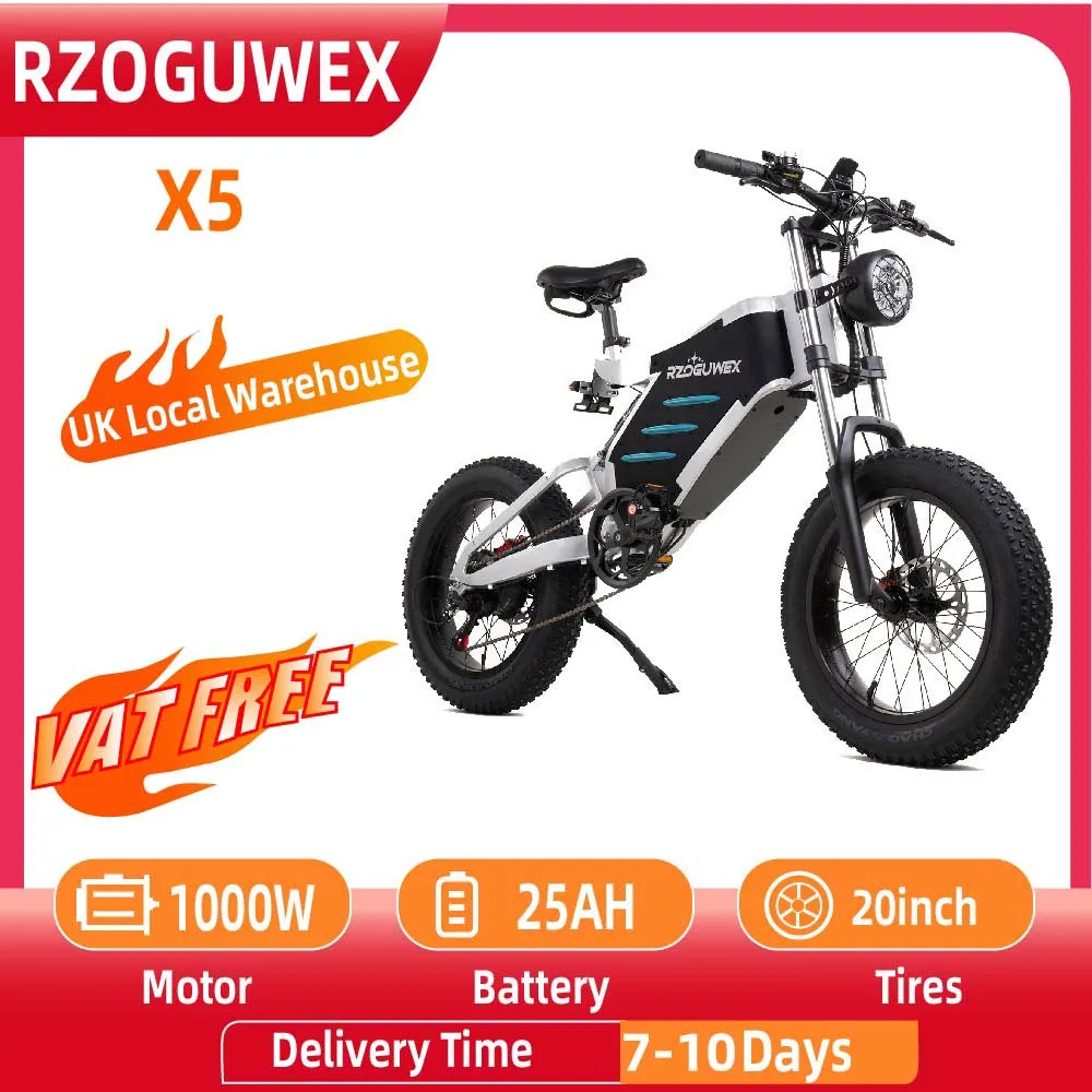 AliExpress NONE RZOGUWEX X5 Electric Bike for Adults 48V 25AH 1000W Motor Electric Mountain Bicycle 20 inch Fat Tire off-road E-bike