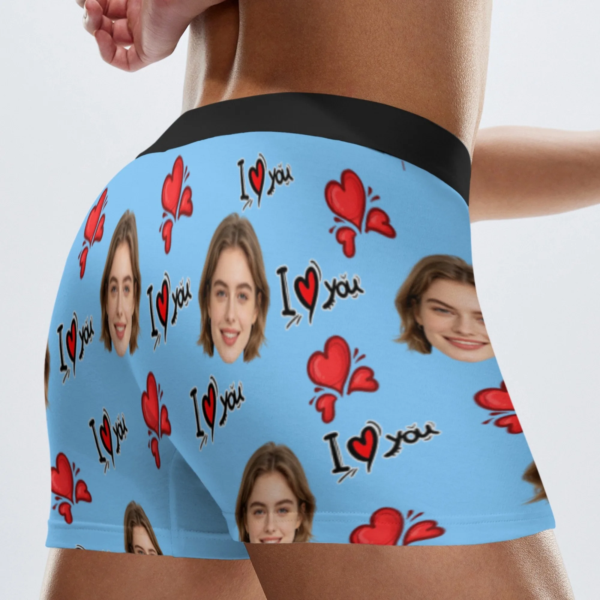 Personalized facial photos customized underwear  flat cornered men's Valentine's Day gift for husband  anniversary gift for fath view 4