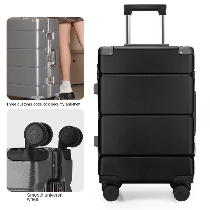 2024 Suitcase Aluminium Frame Trolley Case 20 Inch Lightweight Boarding Box Strong Durable Universal Wheel TSA Password Suitcase