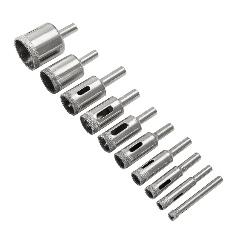 A96I-Diamond Drill Bits Set, 10 PCS Diamond Hole Saw Set, Glass Drill Bit For  Tile Porcelain Marble Granite Bottles