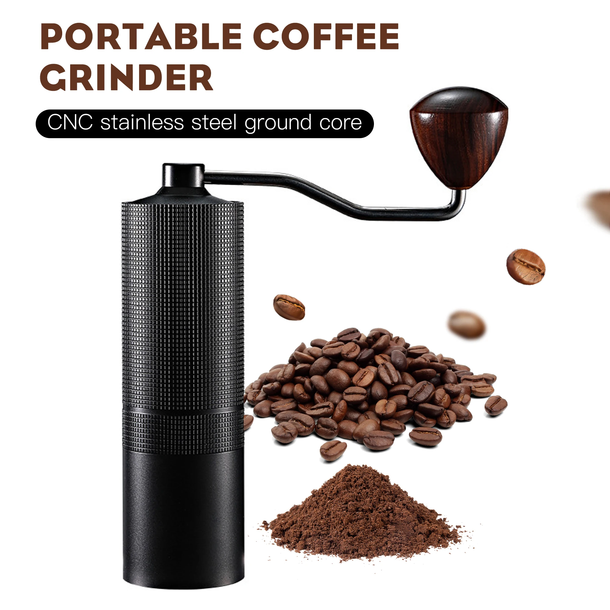 

FHDD Adjustable Manual Coffee Grinder High Quality Stainless Steel Coffee Machine Burr Inside Portable Hand Grinder