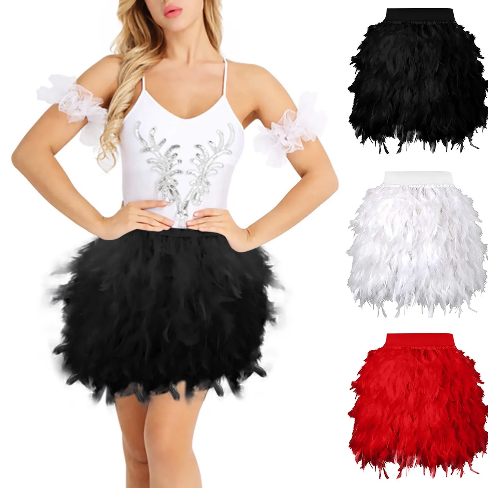 

Women Skirt Feather-Skirt Rainbow Puffy Petticoat Dancewear Ball-Gown Mini-Skirts Fairy Muti-Colors Elastic Lolita Summer Tulle