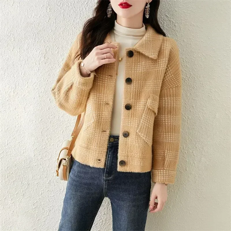 

Tweed Wool Blend Coat for Women Short New In Half Winter Clothes 2025 Mixtures Jacket Woman Novelty Trendy Casual Cheap Hot