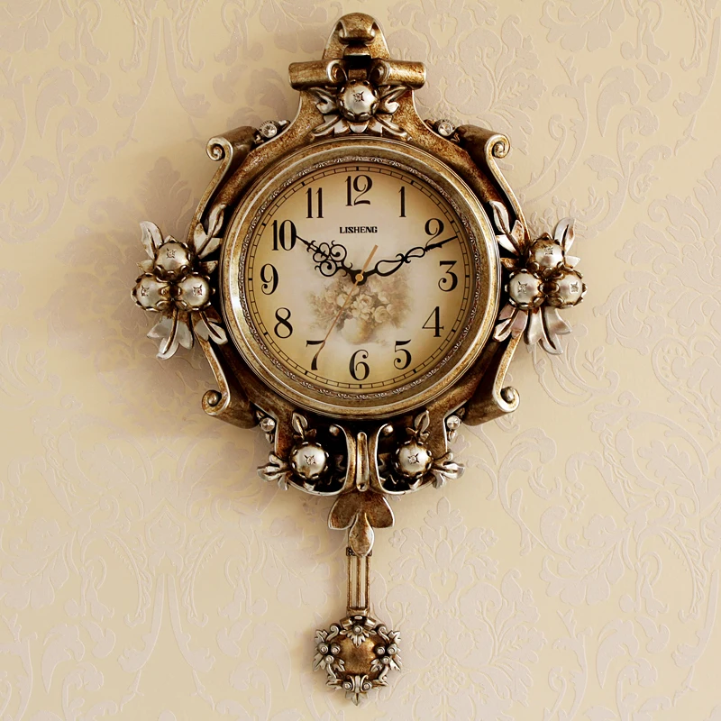 Battery Unique Wall Clock Luxury Living Room Bedroom Office Wall Clock European Vintage Relogio Digital De Mesa Room Decoration