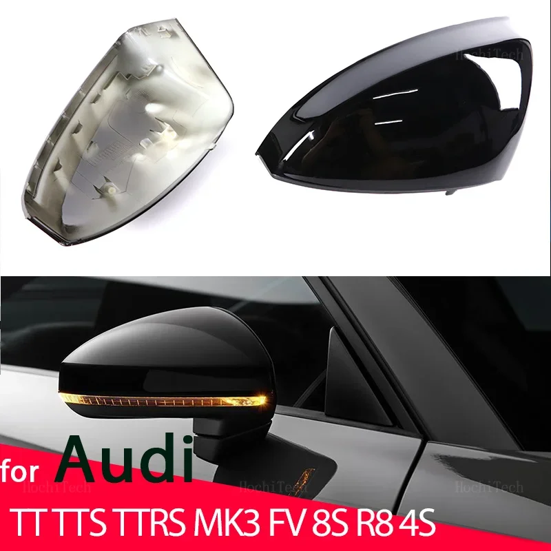 Replacement Rearview Side Mirror Covers Cap For  Audi TT TTS RS TTRS MK3 8S 15-23 R8 2016-23 Replacement Carbon Fiber Glossy