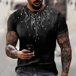 Quality Men's Fashion Oversized T-Shirts Flame Hot Drill Tee Tops Short Sleeve O-Neck Rhinestone Street Men Clothing Tshirt Y2K