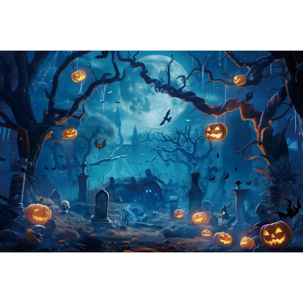 هالوين اليقطين الساحرة الرعب ليلة البيت القلعة القمر الأسرة حفلة راية خلفية الاطفال جدار صور ملصق ديكور الخلفية