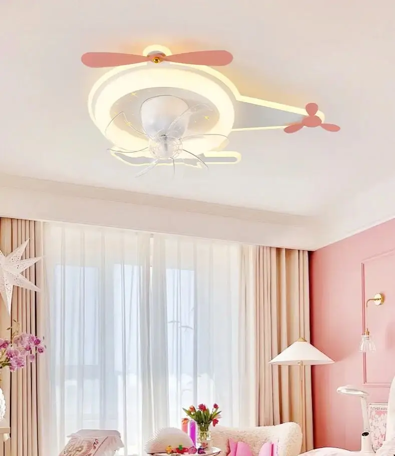 

Modern Helicopter Aircraft Design Ceiling Fan with LED Light Children's Room Chandelier Lamp Kids Lighting Fan with Light