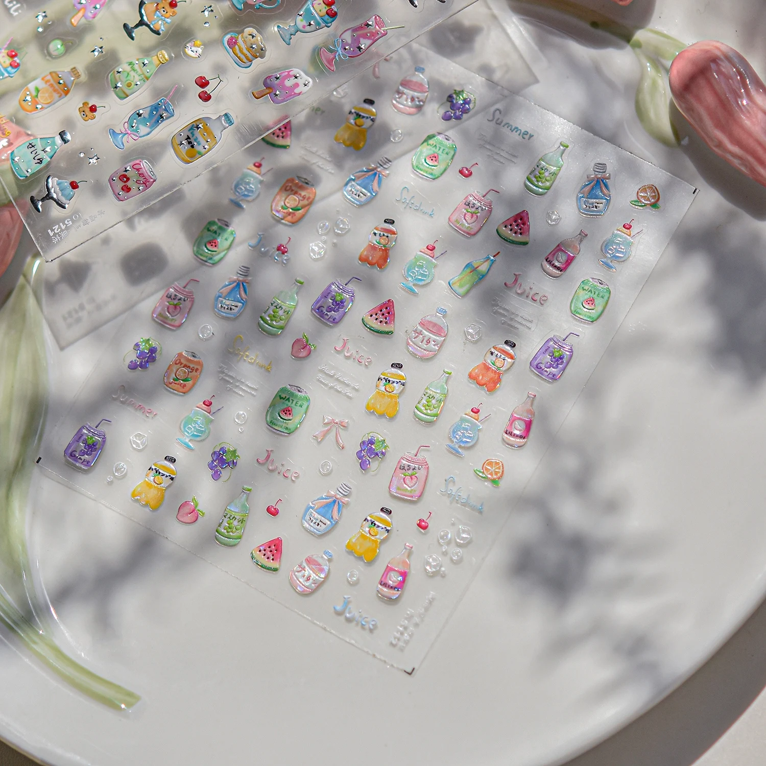 1 قطعة لطيف القط الطيور 5D ملصقات الأظافر مسمار الفن اكسسوارات الصيف الشاطئ نمط مسمار الفن لوازم القش قبعة القوس ملصق #4