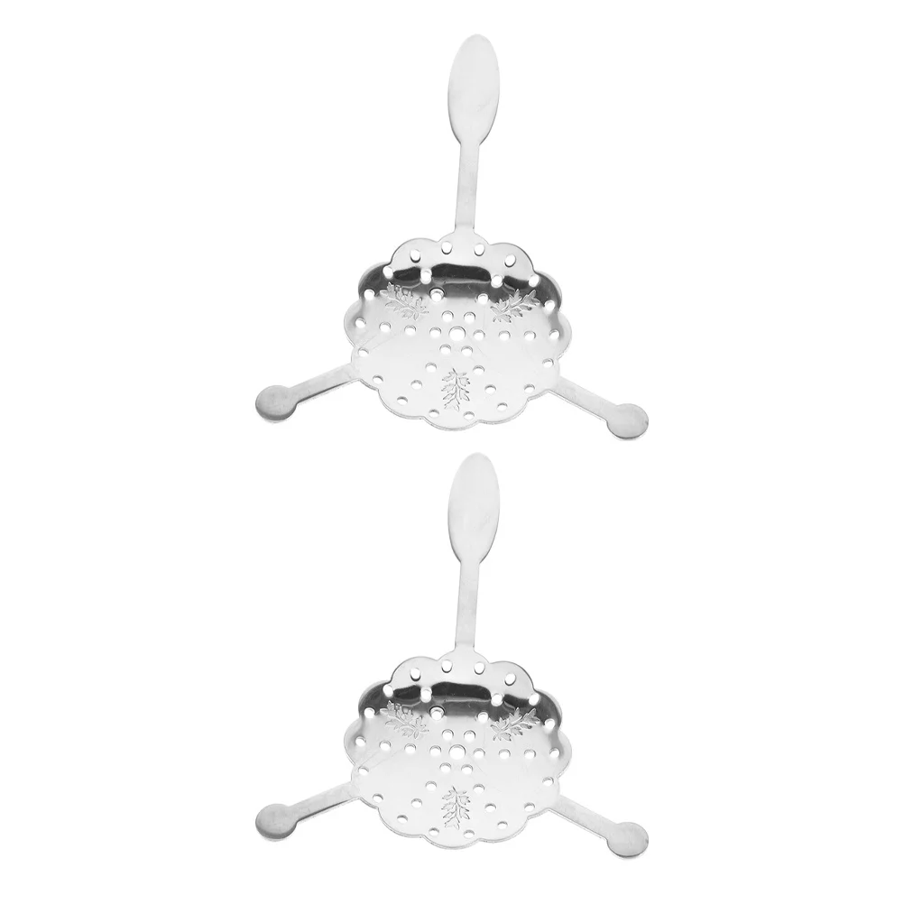 

2Pcs Stainless Steel Absinthe Spoon Triple Handle Slotted Sugar Cube Absinthe Dripper Bar Home Cocktail Utensils Wormwood