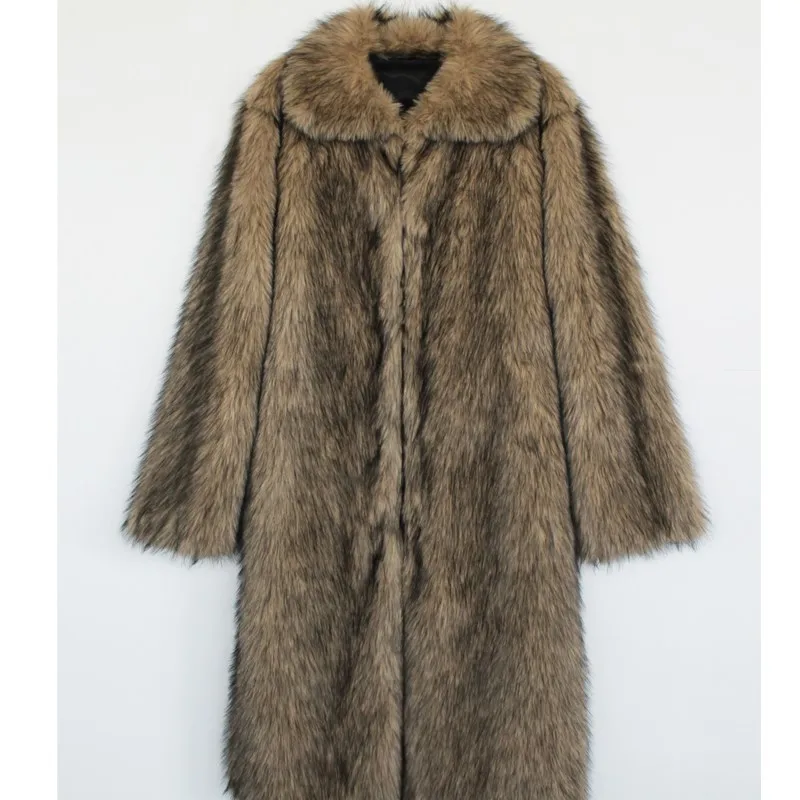 

Осень-зима 2025: пушистые длинные пальто с мехом, куртка, верхняя одежда, мужские топы в стиле ретро из искусственного лисьего меха, утепленные куртки, удлиняющие пальто