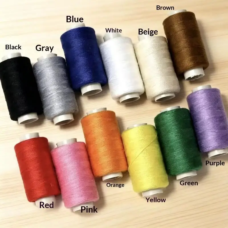 Eco-friendly Sewing Thread Set 12 Colors 350m Per Spool 16 Needles for Hand & Sewing Machine DIY Projects