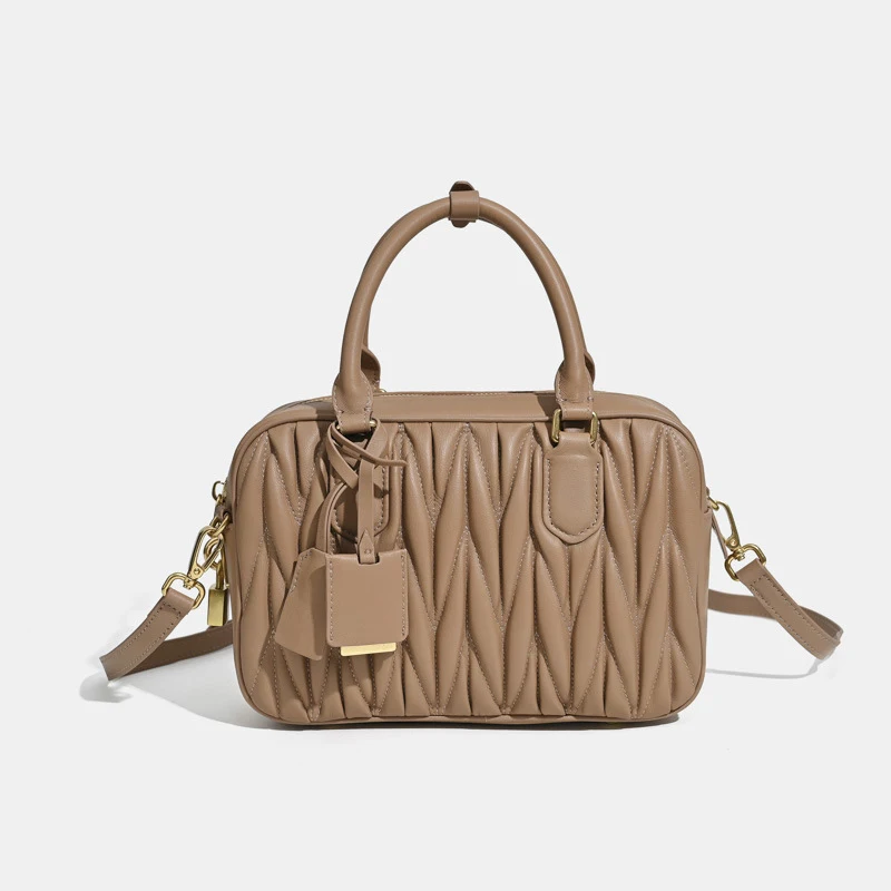 Luxe merkontwerp damestassen echt leer dameshandtassen mode gouden slot schoudertassen vrouw naaien vierkante crossbody tassen