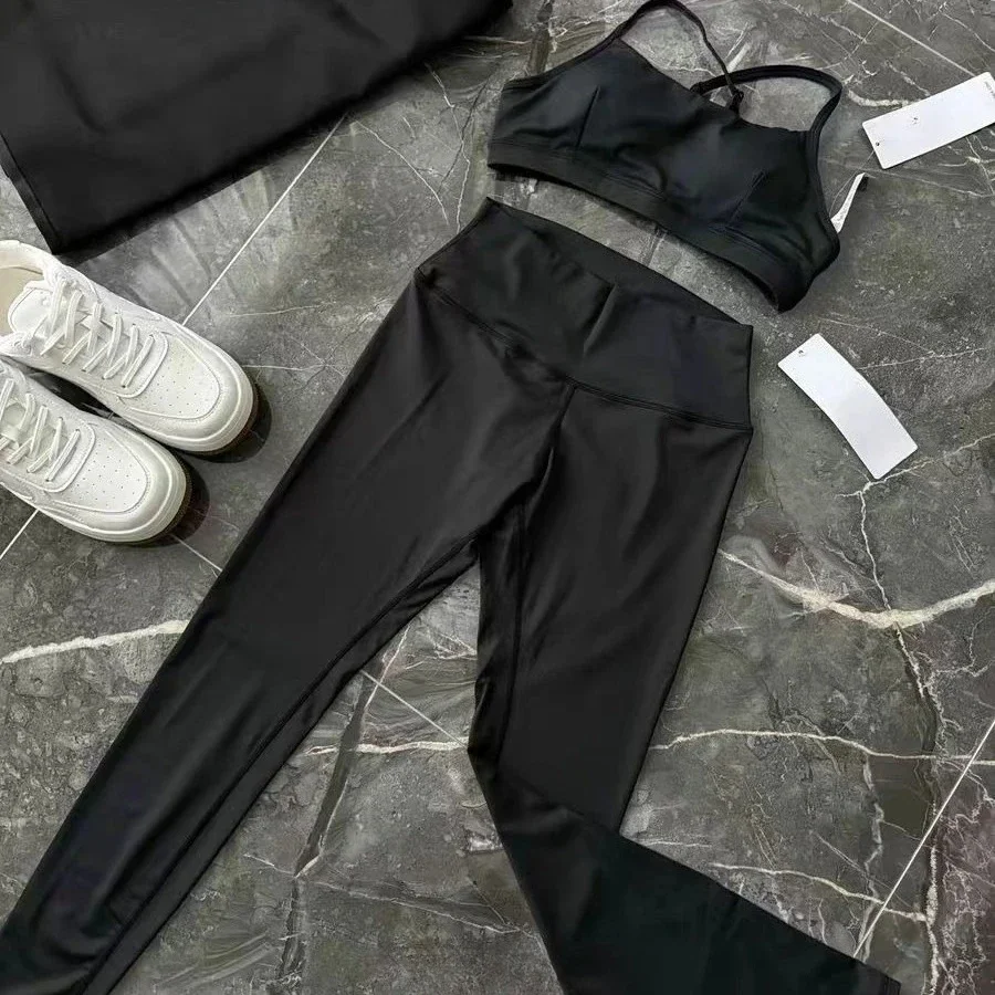

al High Stretch Tight Hip Lift Abdominal Compression Running Yoga Pants Yoga High Waist Sports Fitness Legging Running Set