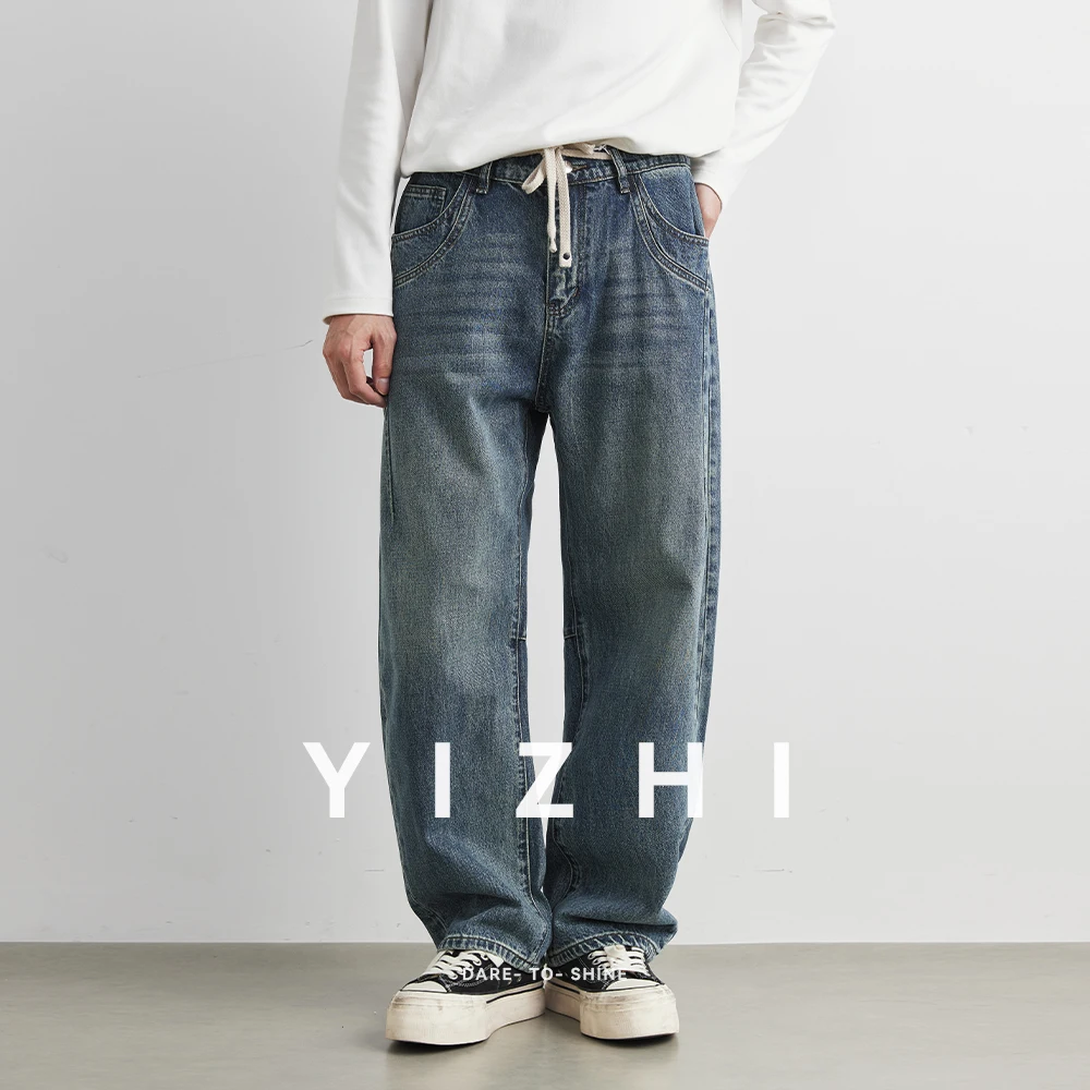 Men's Autumn Baggy Jeans Big Size 28-40 98% Cotton Wide Leg Straight Denim Pants Loose Fit Blue Jean Trousers Men Jeans Pants