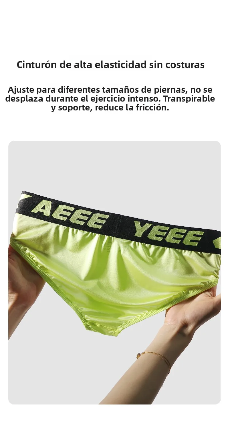 Calzoncillos deportivos transpirables y sexys para hombre, de corte triangular, cintura media, de nailon, spandex y seda fría...