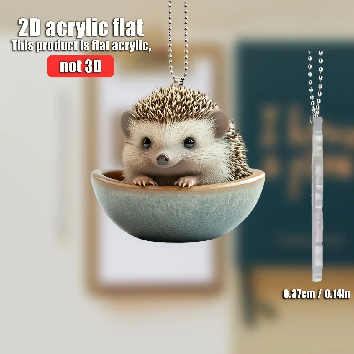 

2D Acrylic Cute hedgehog Small Decorative Pendant for Car Rearview Mirror Decoration Pendant for Pet Enthusiasts