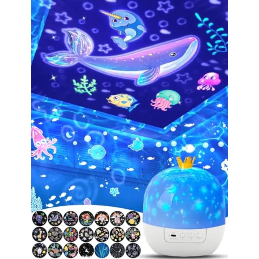 

21 Sets of Films, Projector Night Light for Bedroom, Ceiling, Baby Night Light Projector, Star Galaxy Projector for 1-14 Years