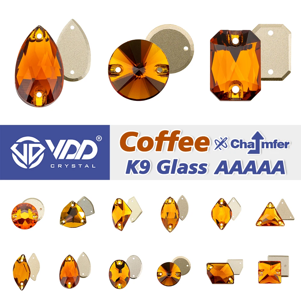 VDD S107 Coffee AAAAA Top Quality K9 Glass Sew On Rhinestones Crystal Sewing Flatback Stones For DIY Clothes Garment Dress