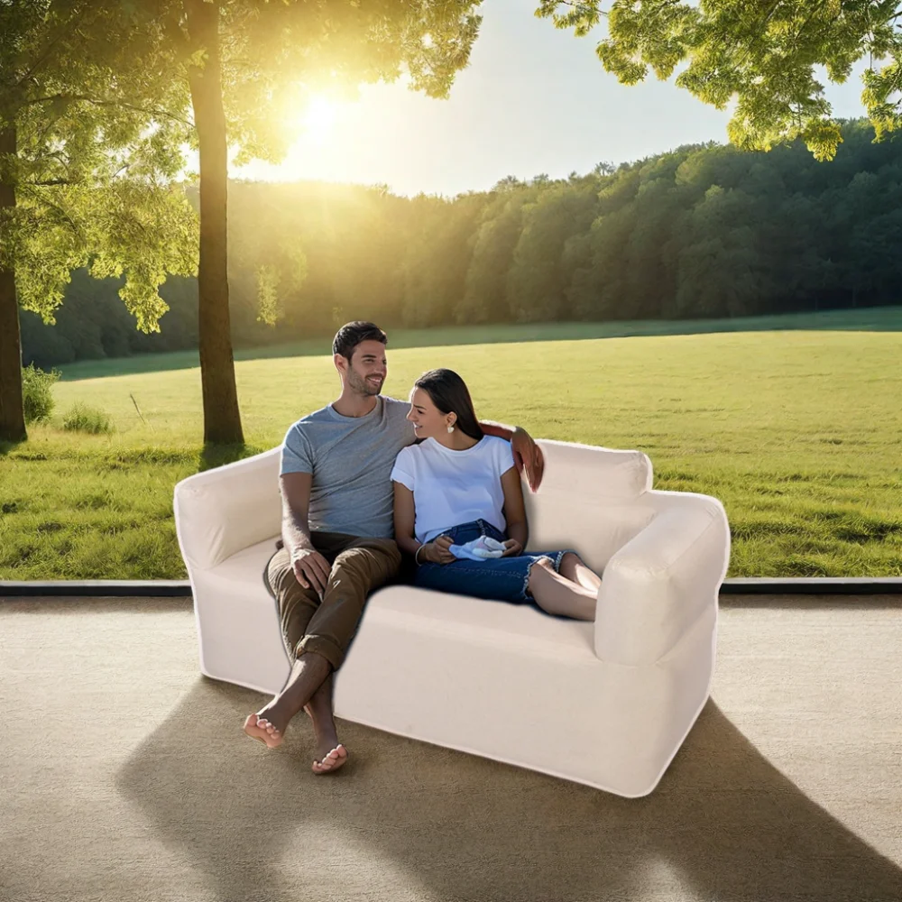 

Portable Nylon Fabric Inflatable Air Lounger Sofa With Rechargeable Built-in Electric Pump Backrest Inflatable Chair Home Park
