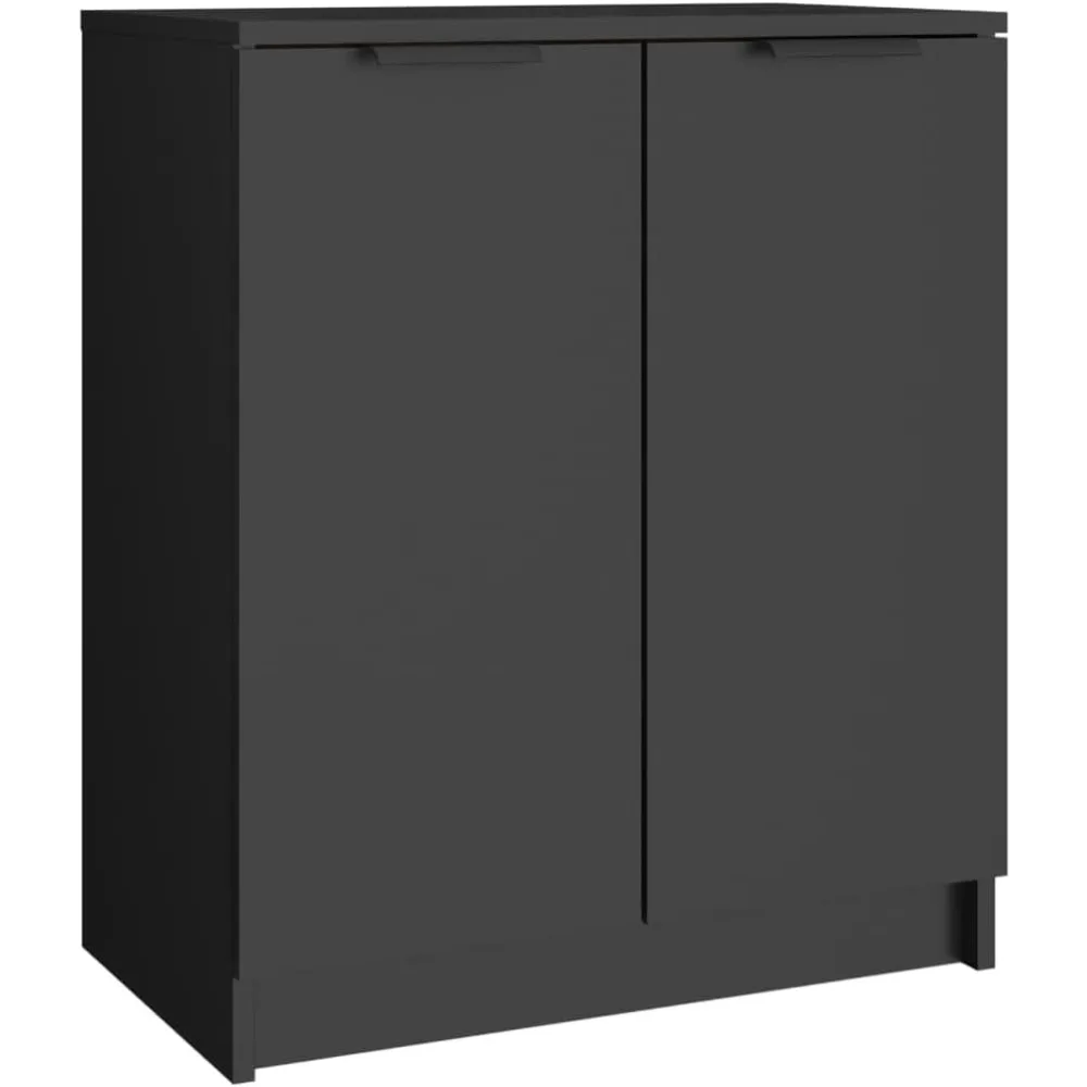 Black Engineered Wood Shoe Cabinet, 23.2 x 13.8 x 27.6