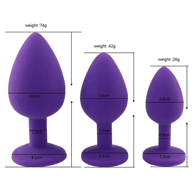 Soft Silicone Butt Plug Anal Plug Unisex Sex Stopper 3 Different Size Adult Toys for Men/Women Anal Trainer for Couples SM