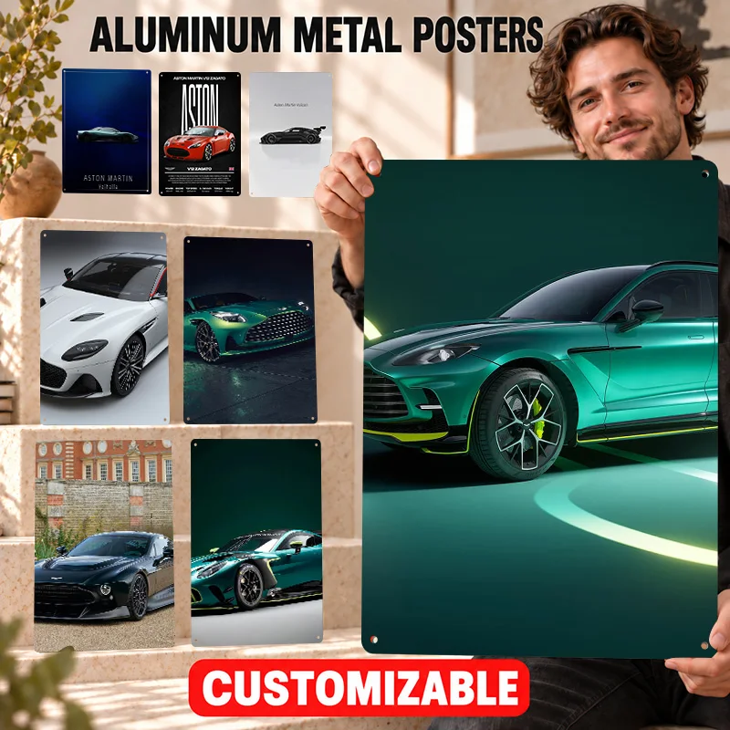Aston Martin Textured Metal Posters Automotive Heritage Design Garage Wall Art Personalized Aluminum Sign Driver Birthday Gift