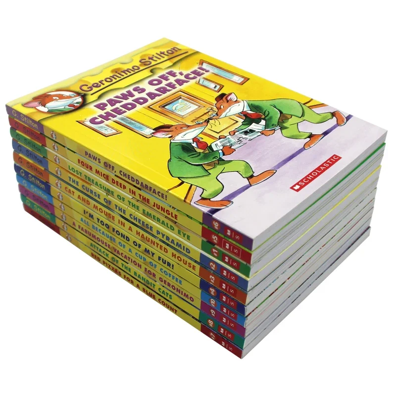 10 Books Geronimo Stilton 1-10 Mouse Reporter English Color Picture Adventure Novel Manga Comic Story Chapter Book Kids Children
