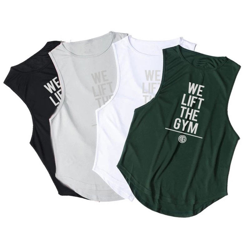 New Arrival Men’s Gym Clothes  Summer Breathable O-neck Workout Printed Vest 6 Colors To Choose From