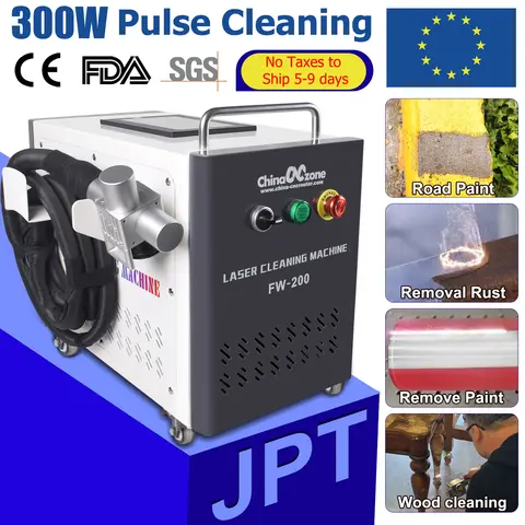 300W JPT Pulsed Laser Cleaning Machine For Remove Rust Oil Paint Metal Wood Air Cool Laser Aluminum oxide layer Model Cleaning