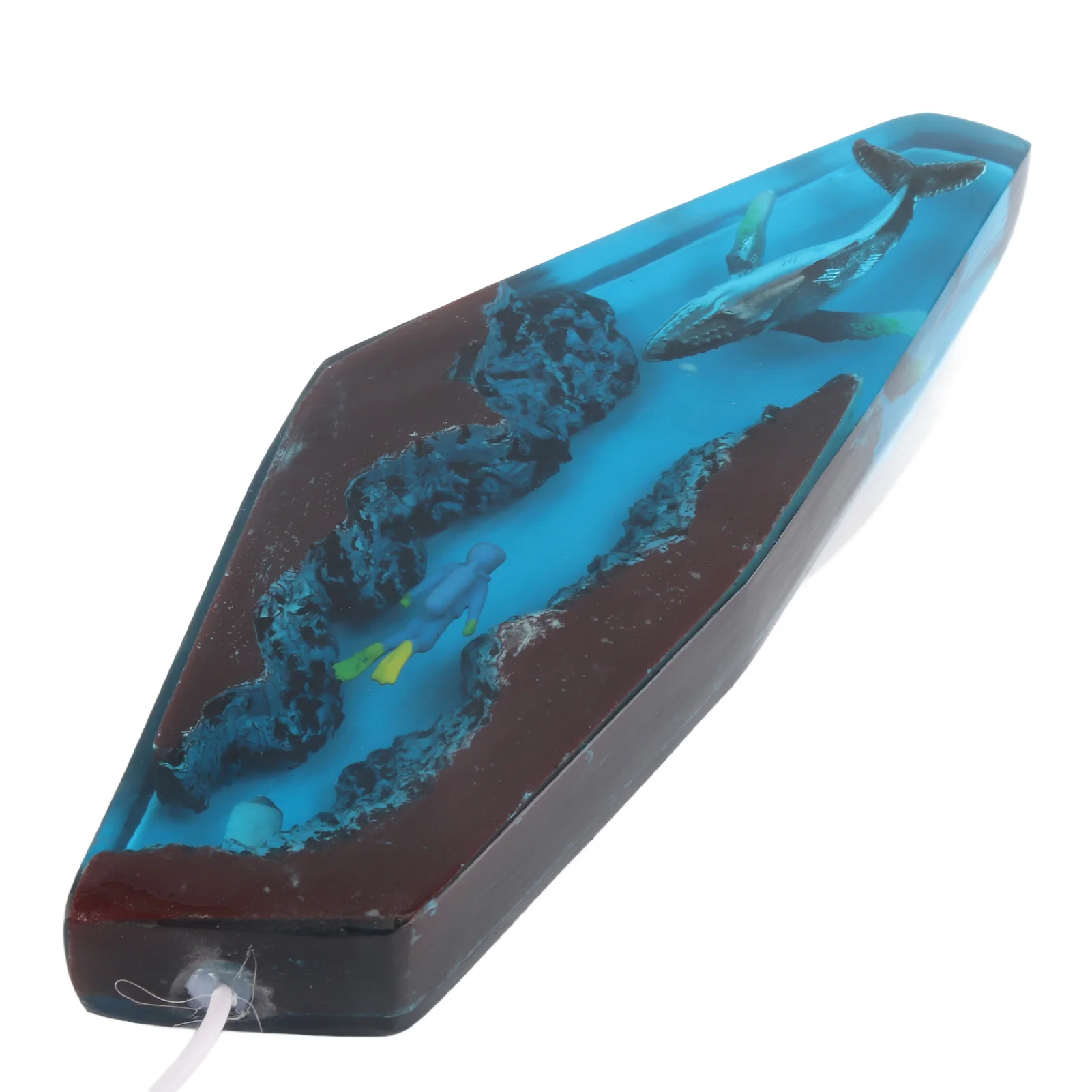 

Zk20 Epoxy Resin Wood Light Lamp Large Diver and Humpback Whale Led Lights Night Light for DIY Table Crafts Party Wedding Deskto